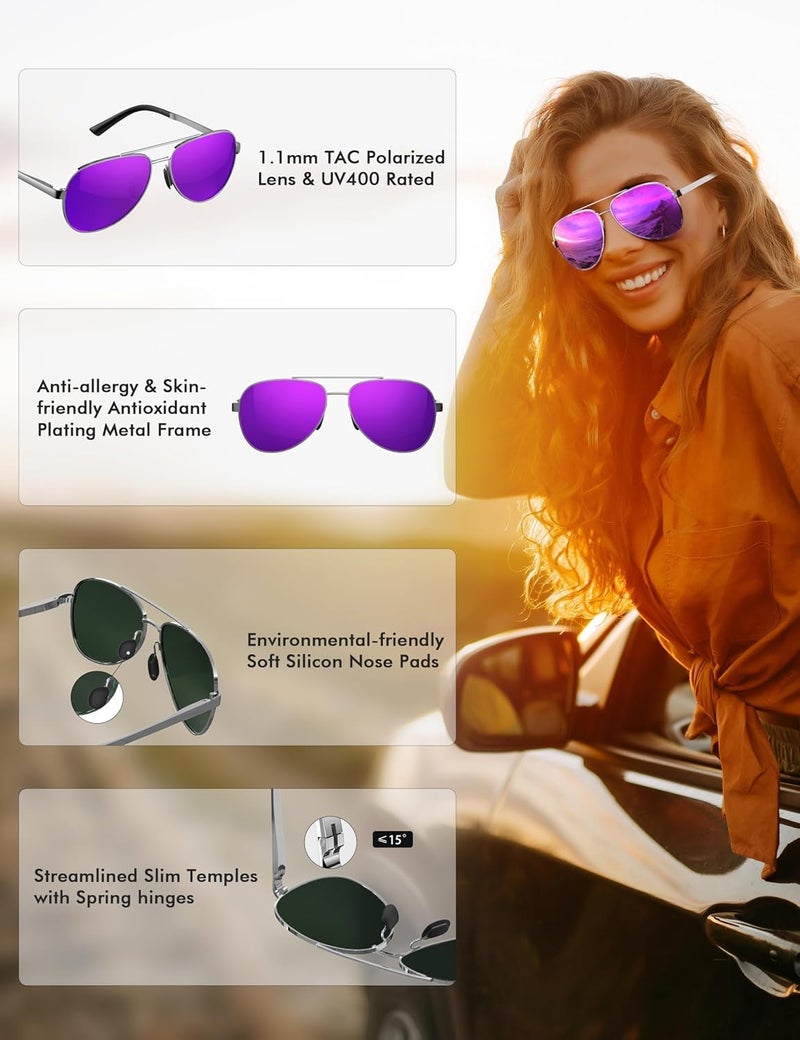 LUENX Aviator Sunglasses for Men Women Polarized - UV400 Protection, Stylish Shades, Driving, Outdoor Activities - Image 4
