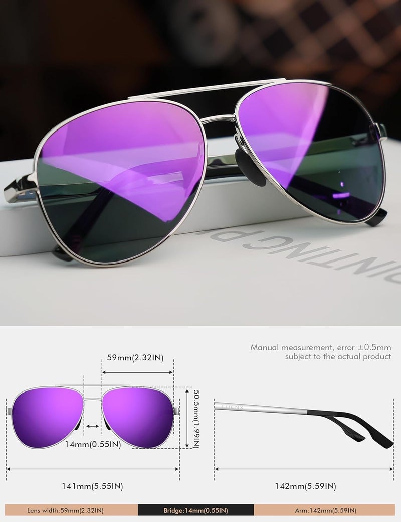 LUENX Aviator Sunglasses for Men Women Polarized - UV400 Protection, Stylish Shades, Driving, Outdoor Activities - Image 2