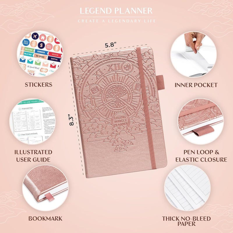 Legend Planner Legend Budget Planner – Financial Organizer Book. Money Account & Expense Tracker Notebook Journal for Household Monthly Budgeting (Rose Gold) - Image 2