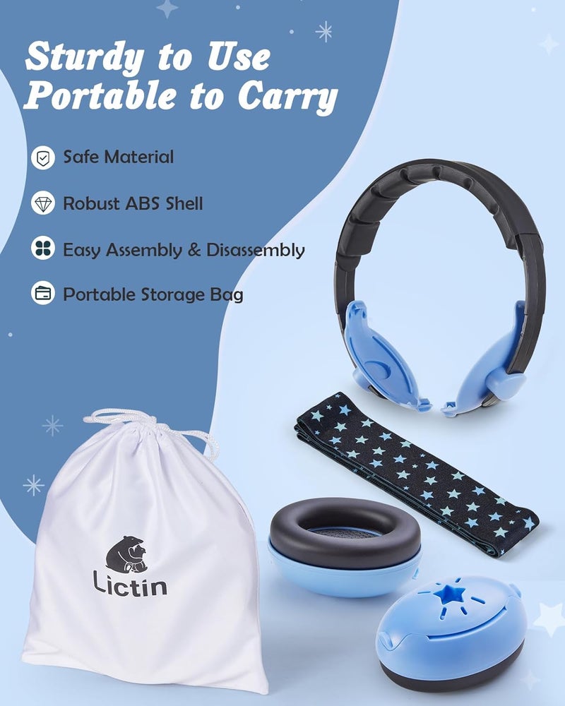 Lictin 2-in-1 Baby Earmuffs Noise Protection, Infant Noise Cancelling Headphones, Adjustable Baby Ear Protection, Star Noise Reduction Earmuffs for Babies and Toddlers up to 4 Years - Image 5