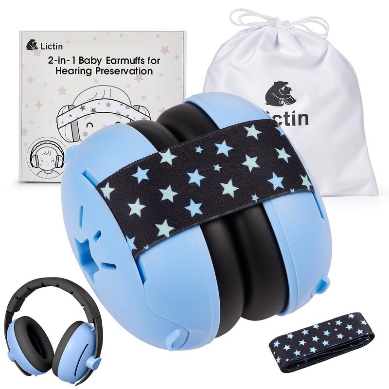 Lictin 2-in-1 Baby Earmuffs Noise Protection, Infant Noise Cancelling Headphones, Adjustable Baby Ear Protection, Star Noise Reduction Earmuffs for Babies and Toddlers up to 4 Years - Image 1