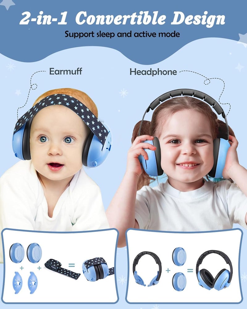 Lictin 2-in-1 Baby Earmuffs Noise Protection, Infant Noise Cancelling Headphones, Adjustable Baby Ear Protection, Star Noise Reduction Earmuffs for Babies and Toddlers up to 4 Years - Image 2