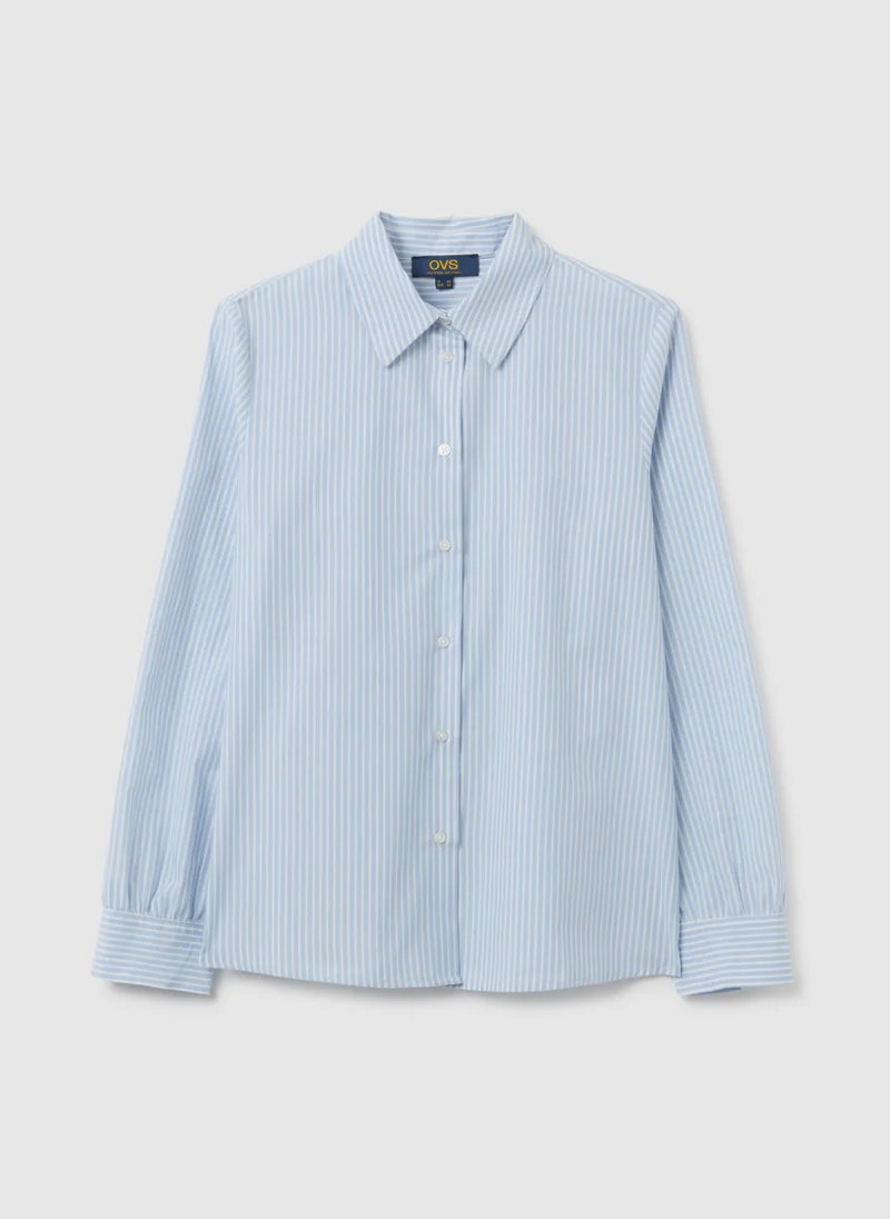 او في اس MULTICOLOUR COTTON BLEND SLIM FIT SHIRT
