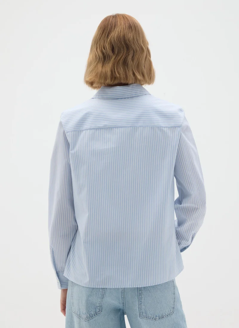 او في اس MULTICOLOUR COTTON BLEND SLIM FIT SHIRT