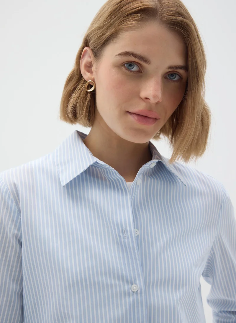 او في اس MULTICOLOUR COTTON BLEND SLIM FIT SHIRT