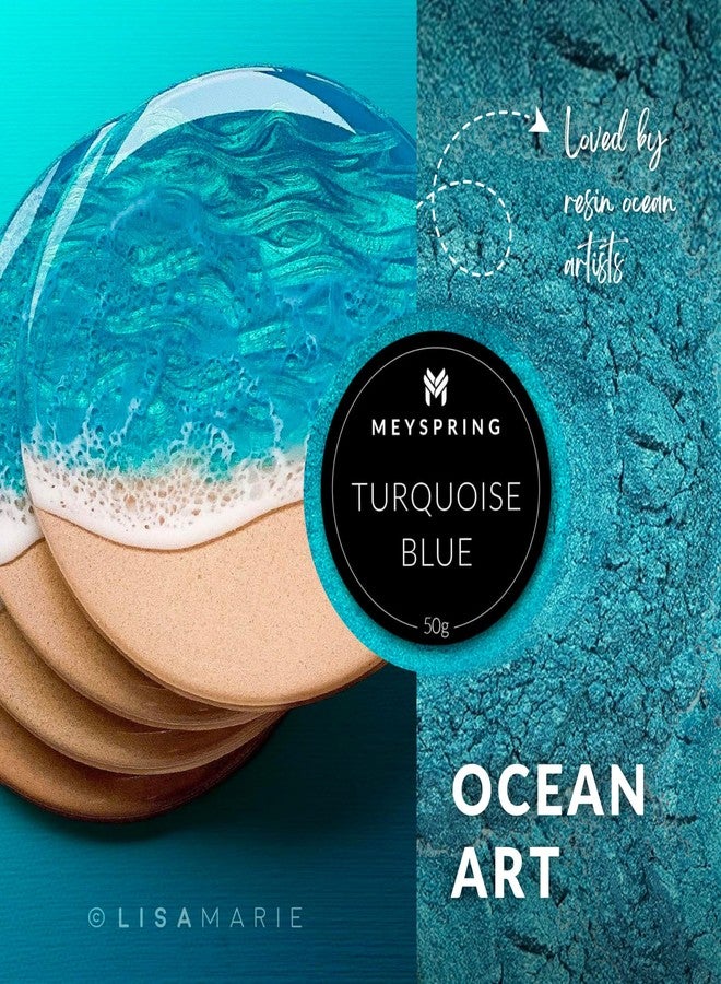 MEYSPRING Turquoise Blue Mica Powder - 50g - Epoxy Resin Color Pigment - Teal Mica Powder for Resin Ocean Art, River Tables, Woodworking - Cosmetic Grade - Image 3