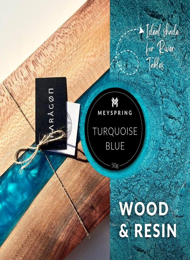 MEYSPRING Turquoise Blue Mica Powder - 50g - Epoxy Resin Color Pigment - Teal Mica Powder for Resin Ocean Art, River Tables, Woodworking - Cosmetic Grade - Image 5