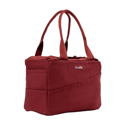 Soolla Studio Bag: Art Supply Organizer & Pottery Tool Bag, Washable Craft Tote, Knitting Yarn Holder, Crochet Projects, 30 Pockets, 20+ Canvas Colors, Gift for Artists & Teachers (Sangria Red) - Image 2