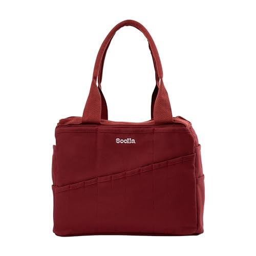 Soolla Studio Bag: Art Supply Organizer & Pottery Tool Bag, Washable Craft Tote, Knitting Yarn Holder, Crochet Projects, 30 Pockets, 20+ Canvas Colors, Gift for Artists & Teachers (Sangria Red) - Image 1