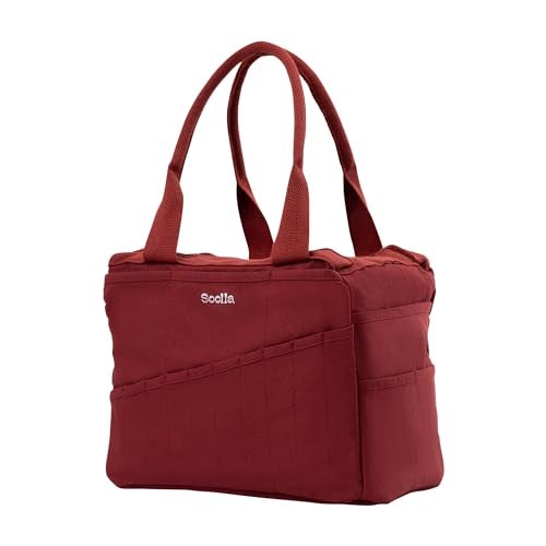 Soolla Studio Bag: Art Supply Organizer & Pottery Tool Bag, Washable Craft Tote, Knitting Yarn Holder, Crochet Projects, 30 Pockets, 20+ Canvas Colors, Gift for Artists & Teachers (Sangria Red) - Image 4