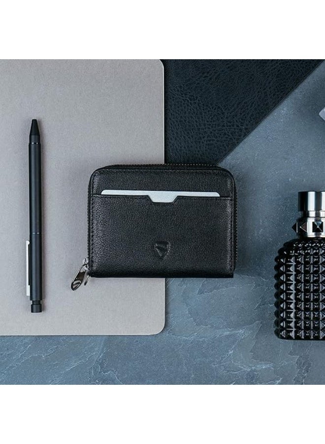 Vaultskin Minimalist Leather Zipper Wallet. Small RFID-Blocking Multi-Card Holder with Coin Compartment MAYFAIR - Image 2