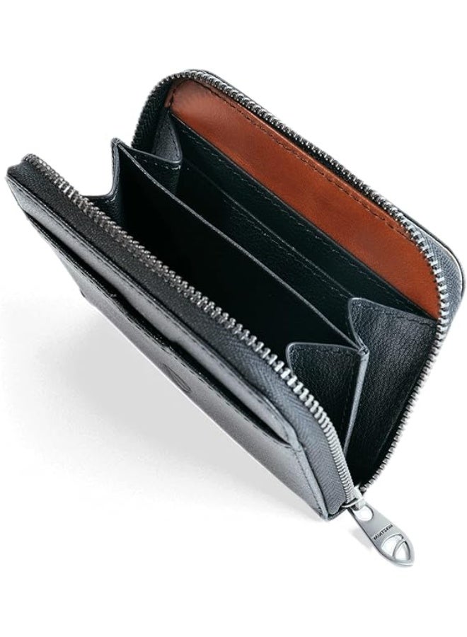 Vaultskin Minimalist Leather Zipper Wallet. Small RFID-Blocking Multi-Card Holder with Coin Compartment MAYFAIR - Image 4