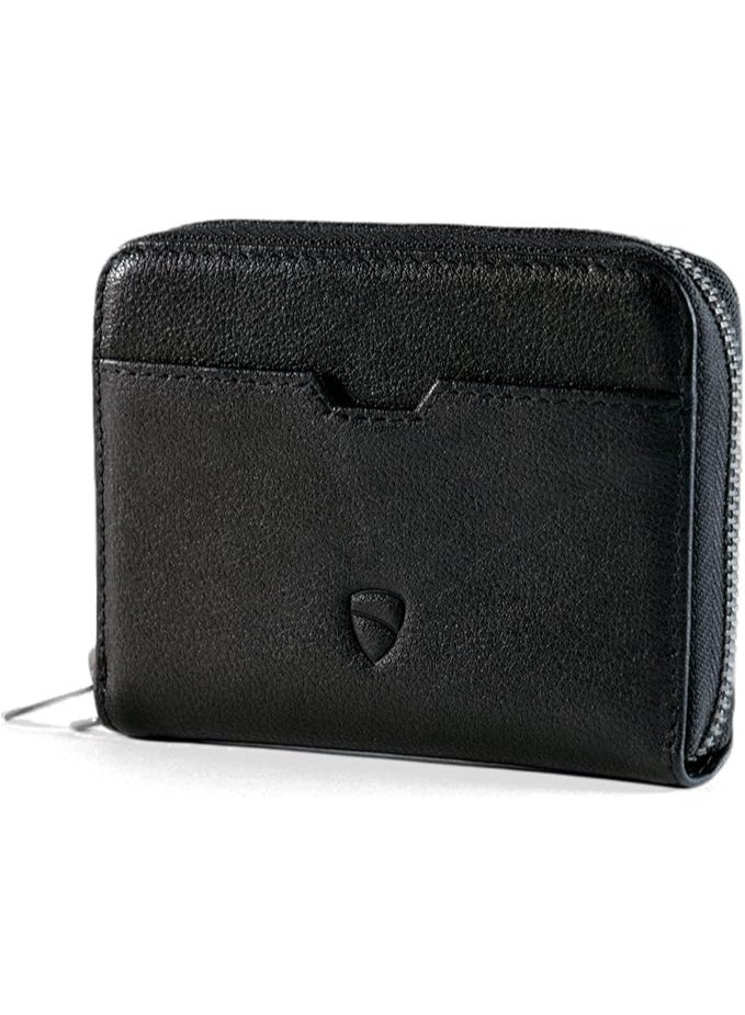 Vaultskin Minimalist Leather Zipper Wallet. Small RFID-Blocking Multi-Card Holder with Coin Compartment MAYFAIR - Image 1