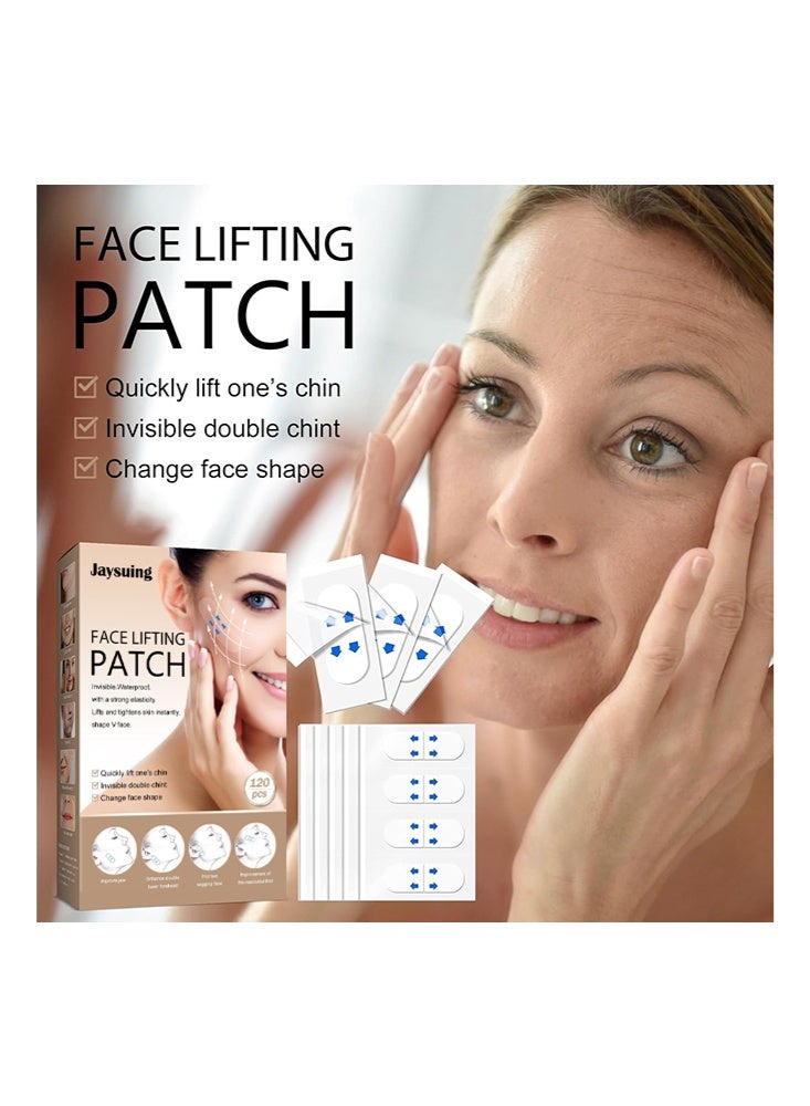 جايسوينغ لاصق شد الوجه، شفاف فائق النحافة مقاوم للماء، شريط وجهي قابل للتمدد، لتجاعيد الوجه والذقن المزدوج والعينين، 120 قطعة - Image 4