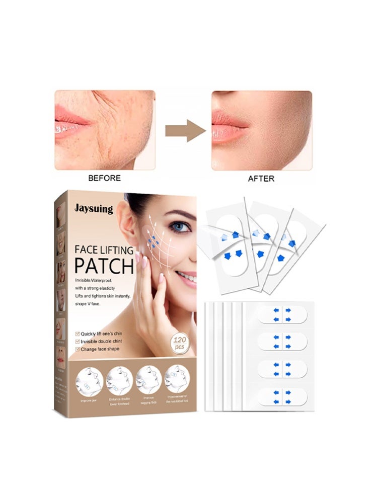 جايسوينغ لاصق شد الوجه، شفاف فائق النحافة مقاوم للماء، شريط وجهي قابل للتمدد، لتجاعيد الوجه والذقن المزدوج والعينين، 120 قطعة - Image 1
