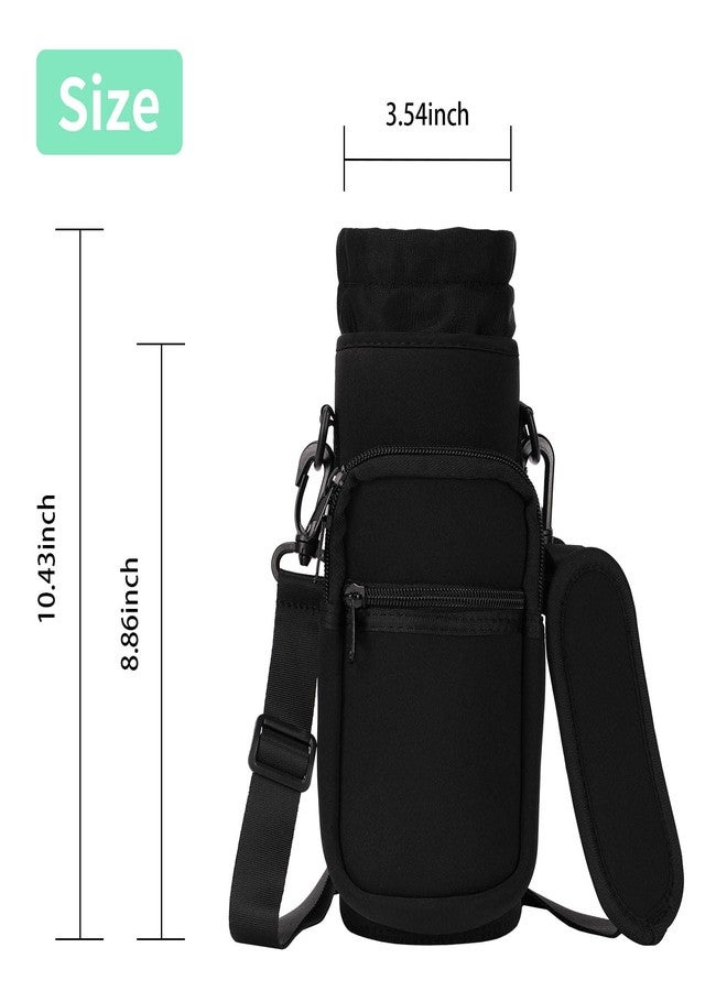 AceTreker 32 oz 40 oz Water Bottle Carrier, Neoprene Water Bottle Holder with Strap & Paracord Handle, Sport Bottle Sleeve Sling Bag with 4 Pocket for Travelling, Walking, Camping-Black - Image 5