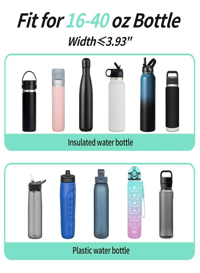 AceTreker 32 oz 40 oz Water Bottle Carrier, Neoprene Water Bottle Holder with Strap & Paracord Handle, Sport Bottle Sleeve Sling Bag with 4 Pocket for Travelling, Walking, Camping-Black - Image 4