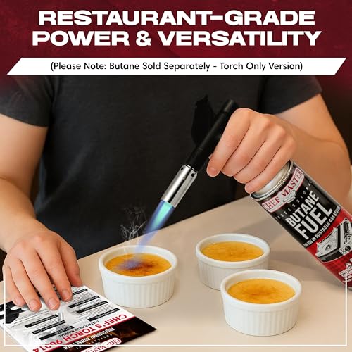 Chef-Master Chef's Torch, Kitchen Torch, Cooking Torch, Refillable Butane Torch Lighter w/ Adjustable Flame for Searing Steaks, Creme Brulee, Desserts, BBQ, Baking, Craft by Chef Master 90014(Butane Not Included) - Image 4