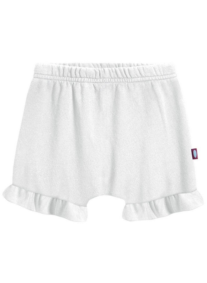 City Threads Made in USA Baby Girls and Boys Ruffled Diaper Covers Bloomers Soft Cotton Fashionable Cute, White, 6-9Months - Image 1