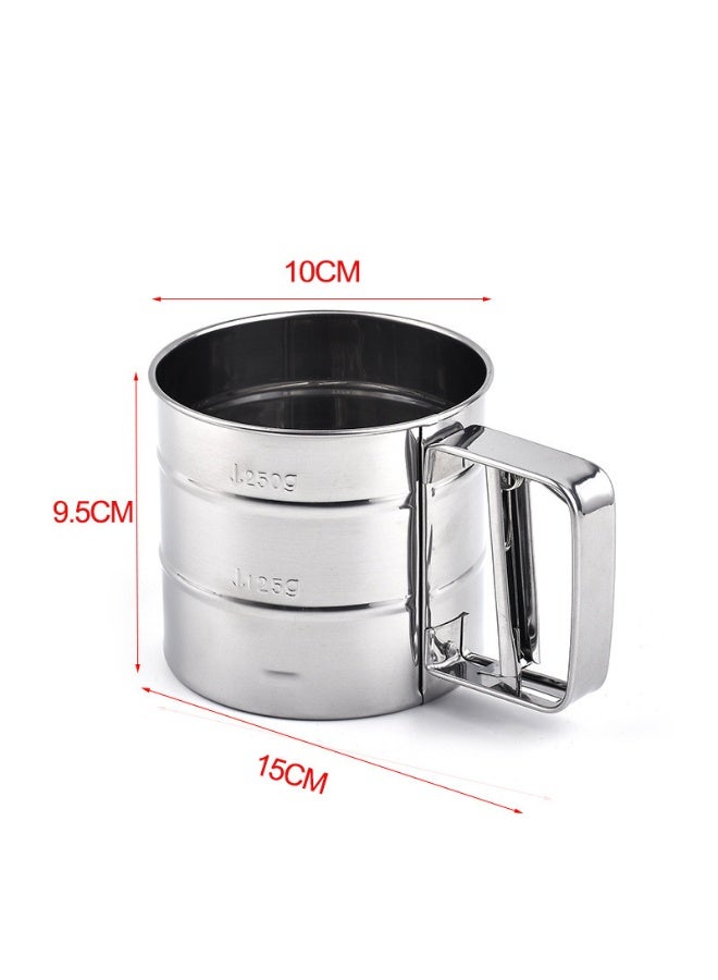 منخل دقيق من الفولاذ المقاوم للصدأ، كوب منخل يدوي للسكر والدقيق ومسحوق القهوة 250 جرام - Image 4