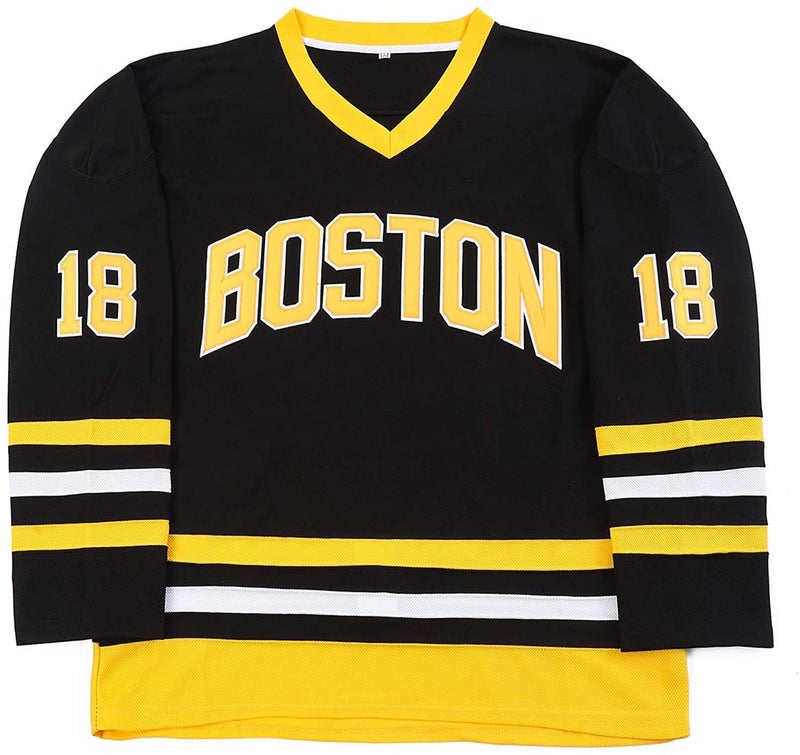 PRIMITAS Boston Happy Gilmore #18 Adam Sandler 1996 Movie Ice Hockey Jersey Stitched Letters and Numbers S-XXXL Black - Image 3