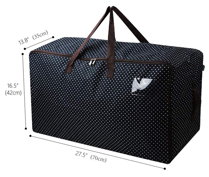 AMJ 100L Large Storage Bag, Comforter/Blanket/Pillows/Quilt Storage Container, Garage Grocery Storage Bag, Garments/Clothes Organizer Bin in Closet/Attic, Moisture Proof, Blue dot - Image 2