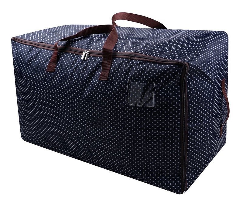 AMJ 100L Large Storage Bag, Comforter/Blanket/Pillows/Quilt Storage Container, Garage Grocery Storage Bag, Garments/Clothes Organizer Bin in Closet/Attic, Moisture Proof, Blue dot - Image 1