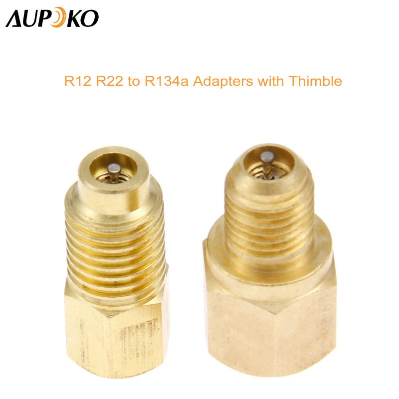 Aupoko محولات Aupoko R12 R22 إلى R134a، محولات اتصال خزان المبرد R134A/منفذ مضخة التفريغ - 1/4" أنثوي x 1/2" ذكر - أداة شحن معالجة التبريد - Image 2