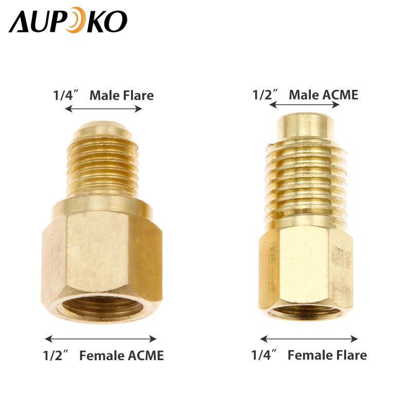 Aupoko محولات Aupoko R12 R22 إلى R134a، محولات اتصال خزان المبرد R134A/منفذ مضخة التفريغ - 1/4" أنثوي x 1/2" ذكر - أداة شحن معالجة التبريد - Image 3