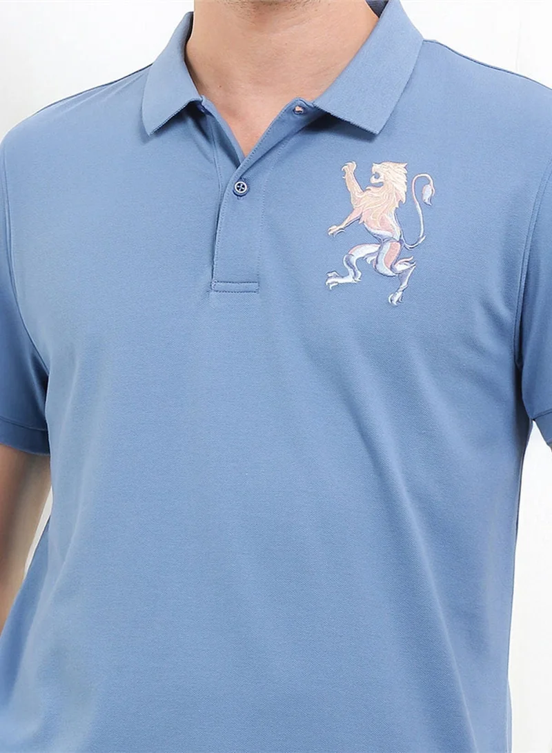 GIORDANO  Men's 3D Lion Polo: Slim Fit, Bold Embroidery, Premium Pique for Men | Best Price UAE