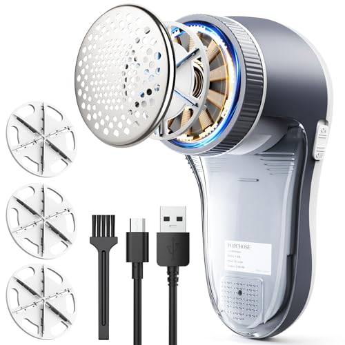 POPCHOSE Fabric Shaver Sweater Shavers to Remove Pilling Lint Shaver with 6Leaf Blades Electric Lint Remover for Clothes Couch Furniture Fuzz Lint Ball Pillings USB Rechargeable
