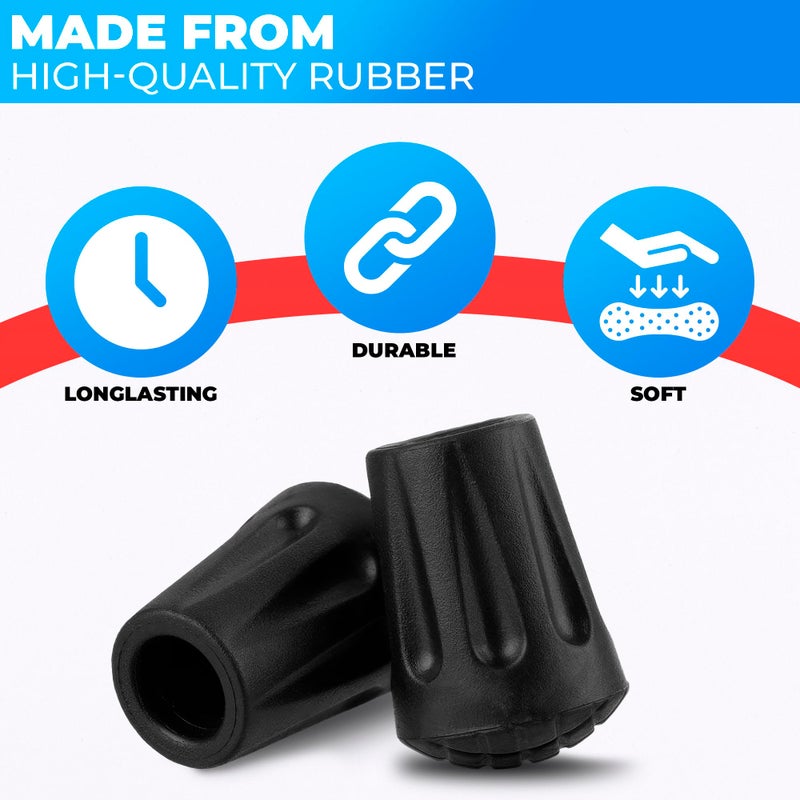 SIMAX 6Pcs Hiking Walking Stick Tips - Rubber Tips for Hiking Poles Hiking Accessories Collapsible Walking Stick Tips Rubber Tips for Canes - Hiking Pole Tips Rubber Tips for Walkers - Image 3
