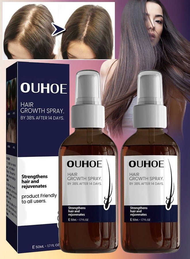 OUHOE 2Pcs Hair Growth Spray (50ml x 2) Hair Growth Oil Spray for Dry Damaged Hair and Growth Hair Scalp Oil Pure and Natural Hair Growth Serum Spray Hair Loss Treatment Oil Beard Growth Spray - Image 1