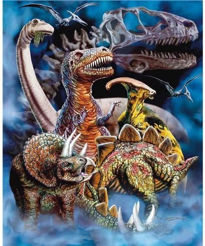 Crover بطانية كروفر فخمة من راشيل مينك ديناصور 100% بوليستر حجم كوين 79x95 - Image 3