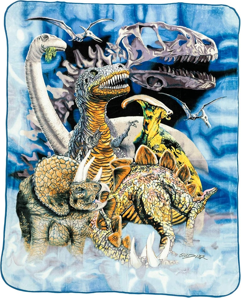 Crover بطانية كروفر فخمة من راشيل مينك ديناصور 100% بوليستر حجم كوين 79x95 - Image 1