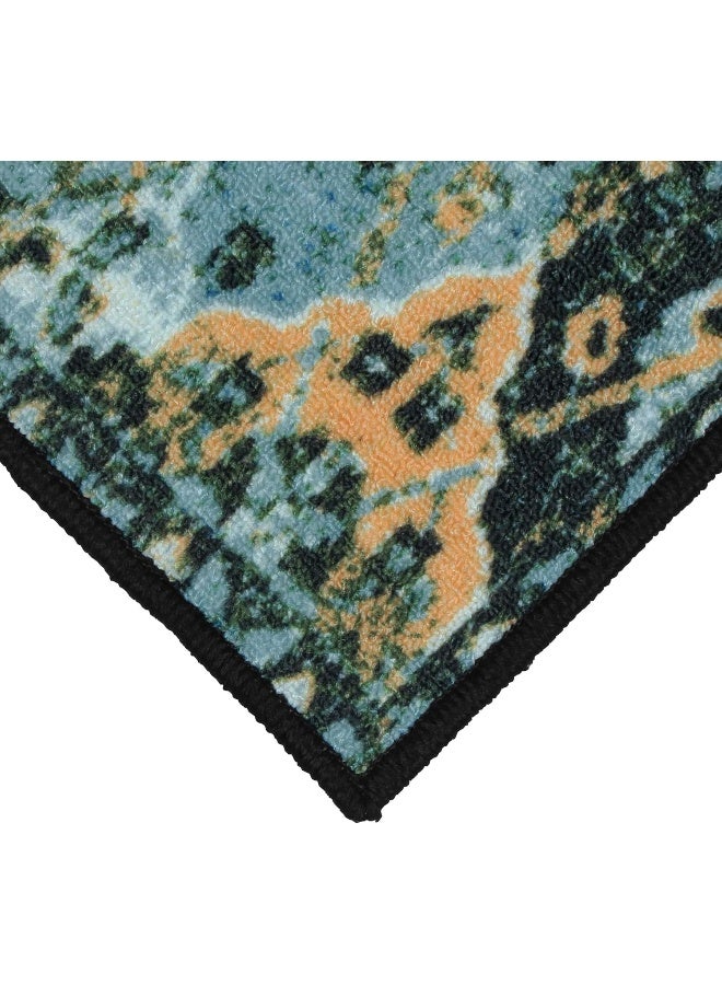 Story@Home Carpet for Hall | Mat for Living Room 3x5 feet, Polyester, Blue and Orange Ethnic Grunge Design Rug | Dari for Floor Big Size, Home Decoration Items for Bedroom | Perfect for Room Decor - Image 4