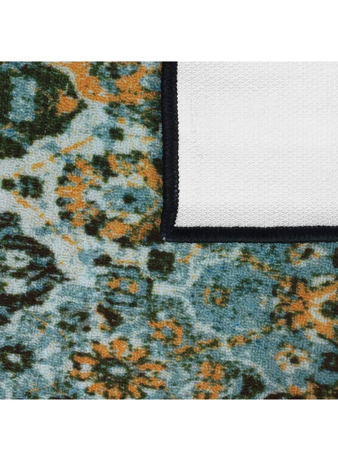 Story@Home Carpet for Hall | Mat for Living Room 3x5 feet, Polyester, Blue and Orange Ethnic Grunge Design Rug | Dari for Floor Big Size, Home Decoration Items for Bedroom | Perfect for Room Decor - Image 3