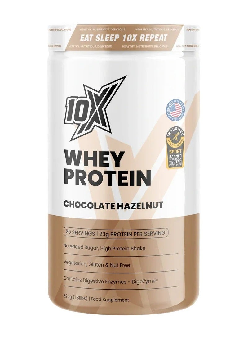 10X Whey Protein Chocolate Hazelnut 825g | 23g Protein Per Serving | High Protein Whey Supplement - Image 1