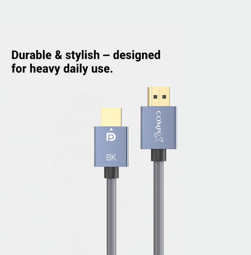 COMPIX DisplayPort 1.4 Cable 3M, 8K DP Cable 32.4Gbps High Speed 8K@60Hz 4K@165Hz 2K@240Hz, Ultra HD Display Port to DisplayPort Cables, HDR/G-Sync/Free-Sync Braided DP Wire for Gaming Monitor, PC, TV - Image 2