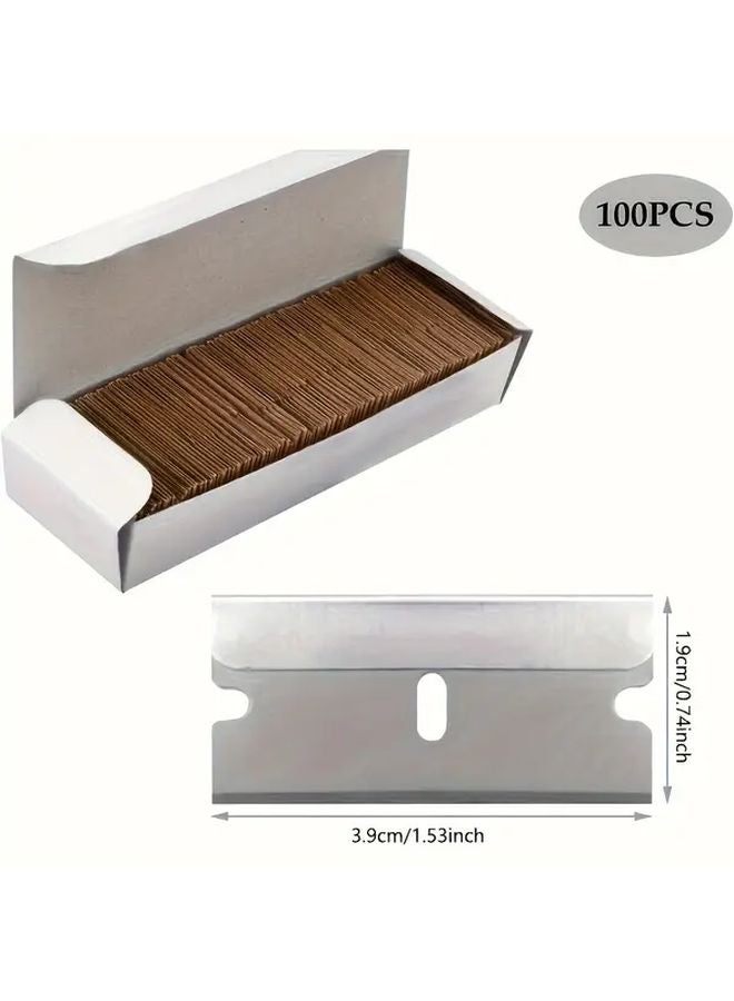 100 Pcs Heavy Duty Stainless Steel Scraper Blades Multi Surface Cleaning Tool - Image 1