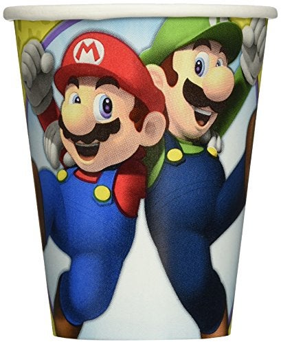 Amscan Vibrant Multicolored Super Mario Brothers Paper Cups - 9 oz - Kid-Friendly & Eco-Friendly, Featuring Everyone's Favorite Characters - Image 2