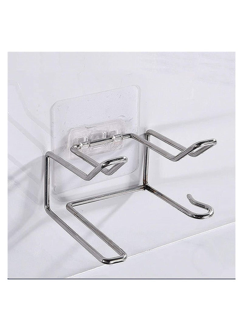 1 Hair Dryer Holder Wall Mount No Drilling Hair Dryer Holder Stainless Steel Hair Styling Tool Storage Box Self Adhesive Hair Dryer Holder Fits Most Hair Dryers Silver - Image 2