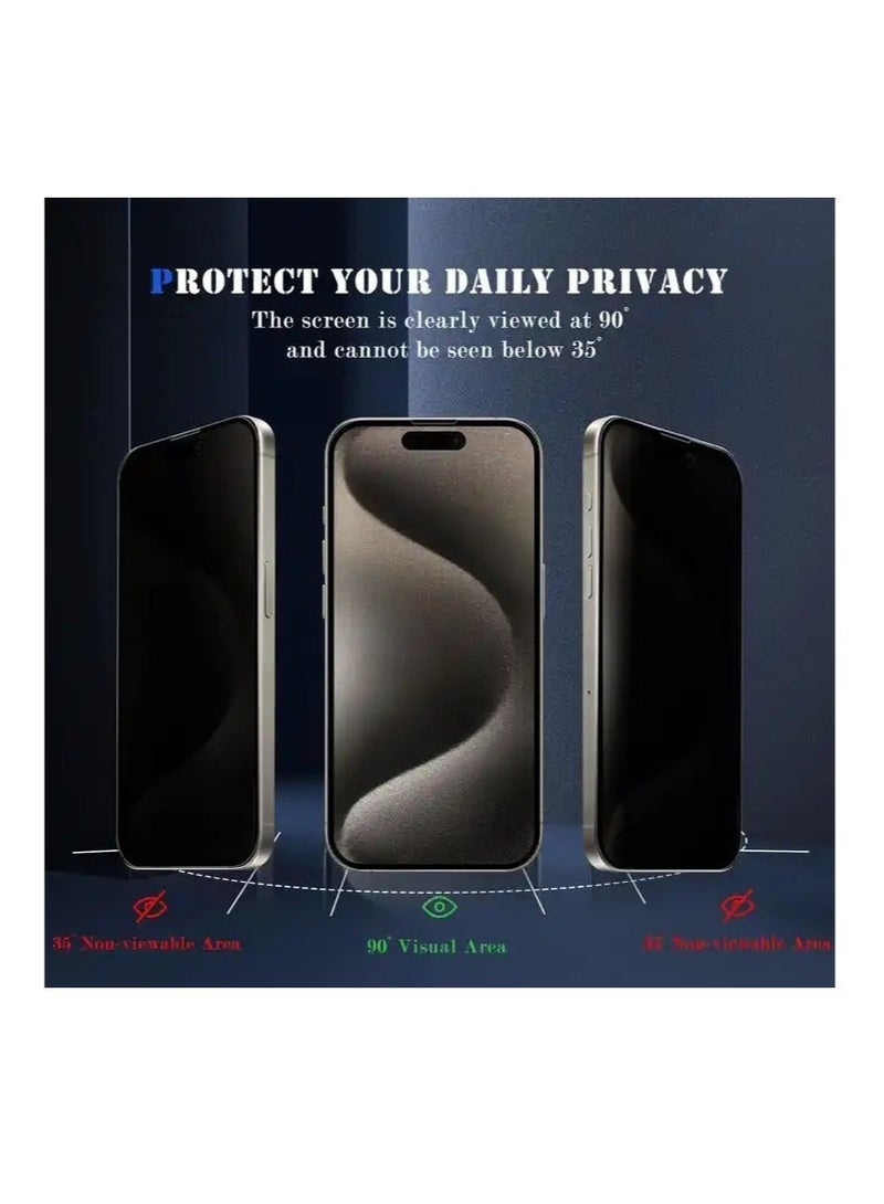 Captaintech Apple iPhone 15 Pro Max Anti-Spy Privacy Glass Screen Protector 5D+ 9H Tempered Glass for 15promax Black  - Image 2