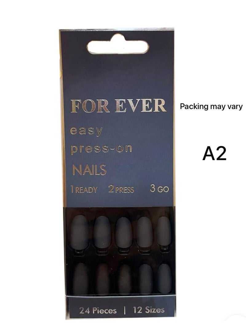 Forever Pack of 24 pieces of artificial nails - distinctive design, double-sided adhesive 