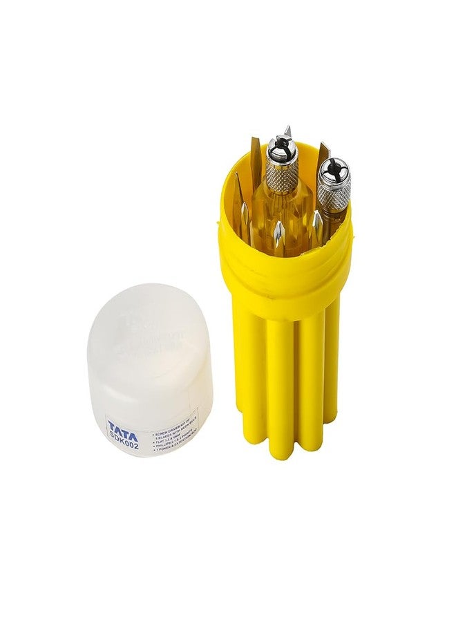 AGRICO TATA Agrico 8-in-1 Screwdriver Set | Multi-Bit Screwdriver Kit with Interchangeable Magnetic Tips | Compact Hand Tool for Home, Office, Electronics & DIY Repairs (Yellow, Set of 1) - Image 5
