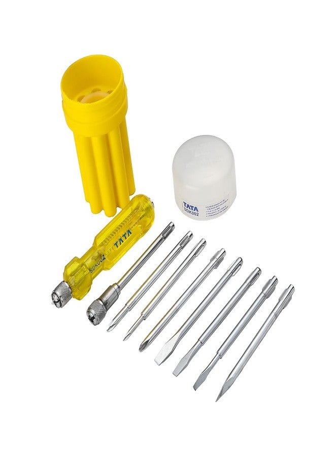 AGRICO TATA Agrico 8-in-1 Screwdriver Set | Multi-Bit Screwdriver Kit with Interchangeable Magnetic Tips | Compact Hand Tool for Home, Office, Electronics & DIY Repairs (Yellow, Set of 1) - Image 4