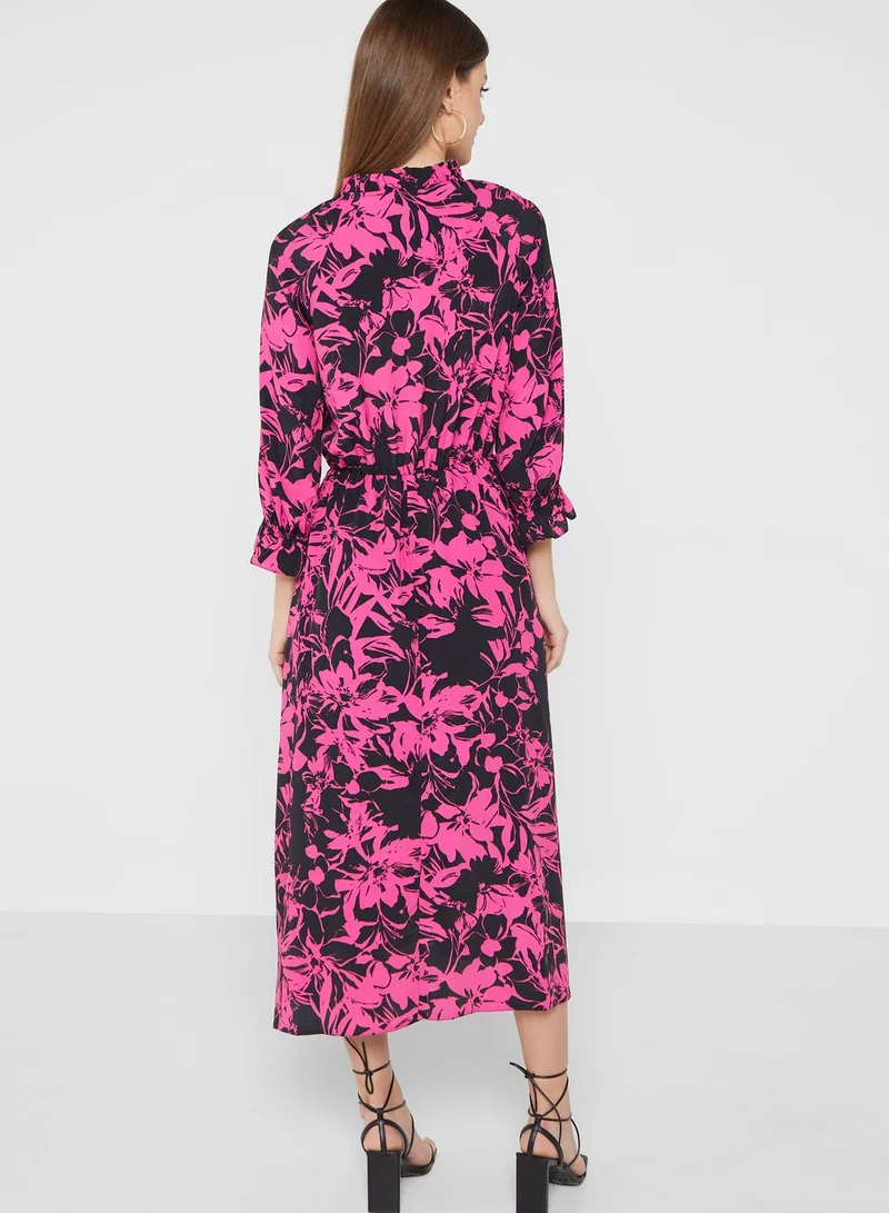 DEBENHAMS Floral Print Ruffle Detail Dress