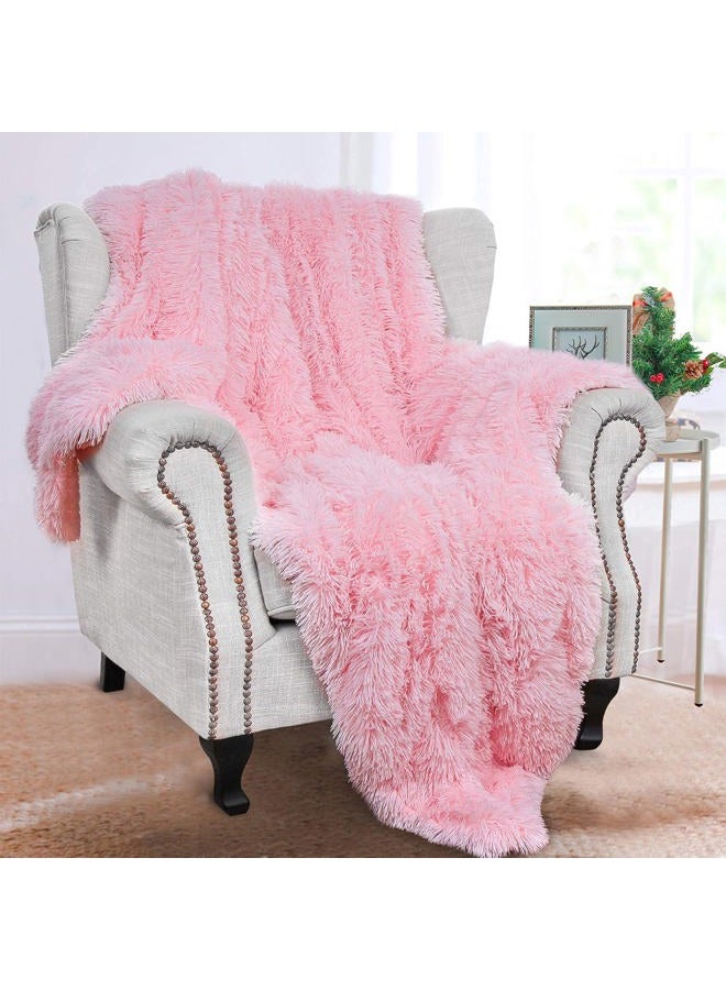 BENRON Light Pink Throw Blankets, Soft Shaggy Fuzzy Sherpa Blankets, Cute Baby Pink Blanket Throw, Cozy Fluffy Faux Fur Blankets for Bed Couch Sofa Washable, 50"x60" - Image 1