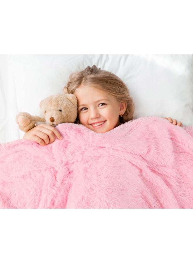 BENRON Light Pink Throw Blankets, Soft Shaggy Fuzzy Sherpa Blankets, Cute Baby Pink Blanket Throw, Cozy Fluffy Faux Fur Blankets for Bed Couch Sofa Washable, 50"x60" - Image 4