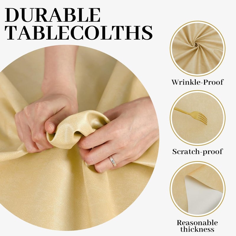 FAVE Leather Table Cloth Shiny Cloth Tablecloths Durable Waterproof Tablecloth for Kitchen Dining Light Brown Rectangle Tablecloth with Set of 6 PlacematsKhaki 55x78 - Image 5